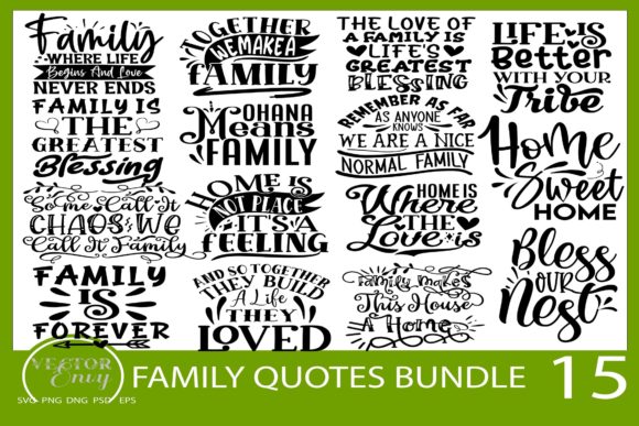 Family Quote Bundle SVG for Crafts and Graphics