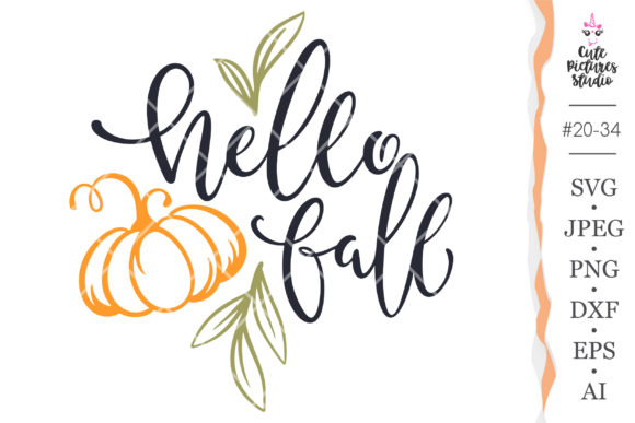 Hello Fall Phrase SVG Cricut Cut File